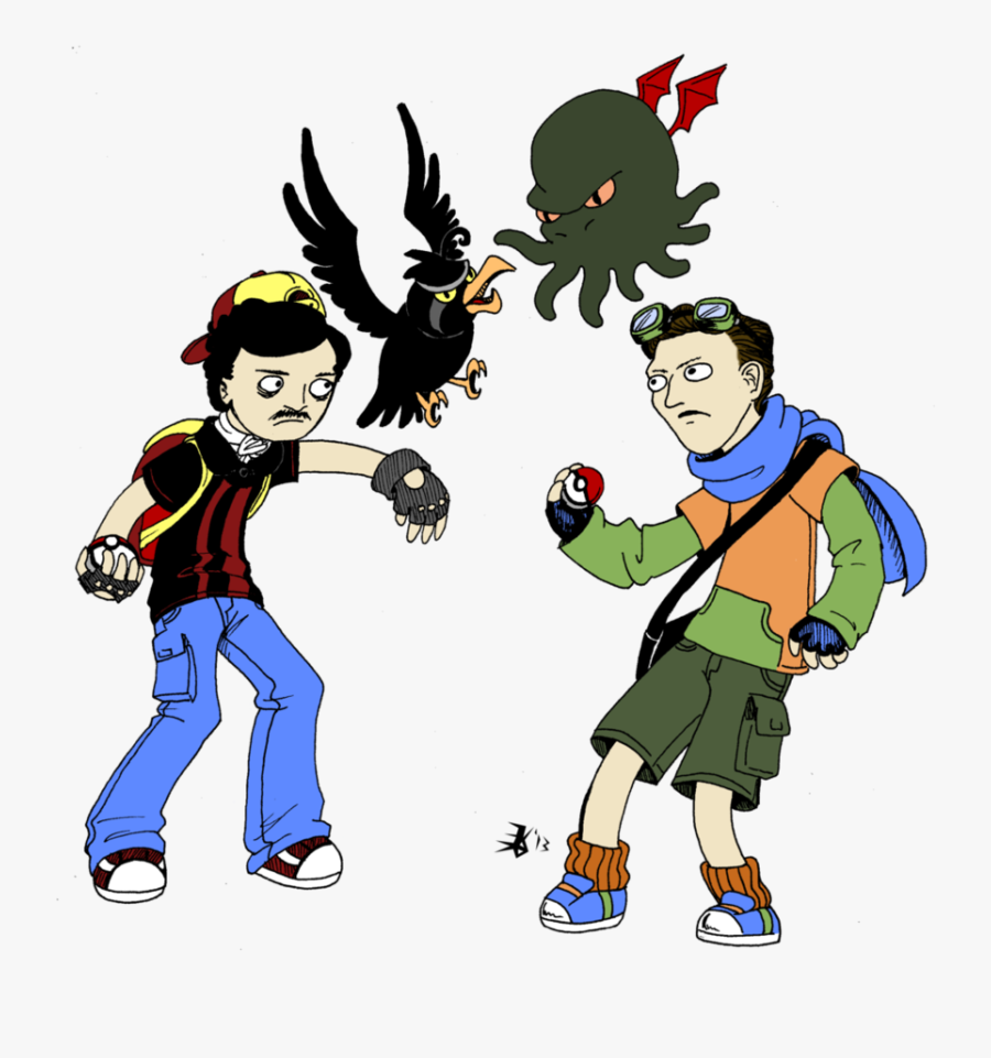 Poe Vs Lovecraft Pokebattle By Death G Reaper - Lovecraft And Edgar Allan Poe, Transparent Clipart