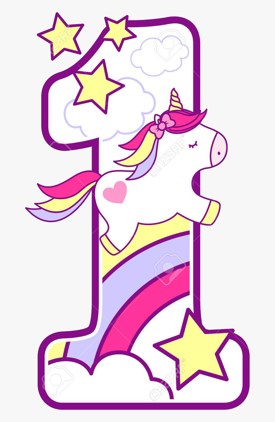 Number 1 Cute Cliparts Transparent Png - Unicorn Number 5, Transparent Clipart
