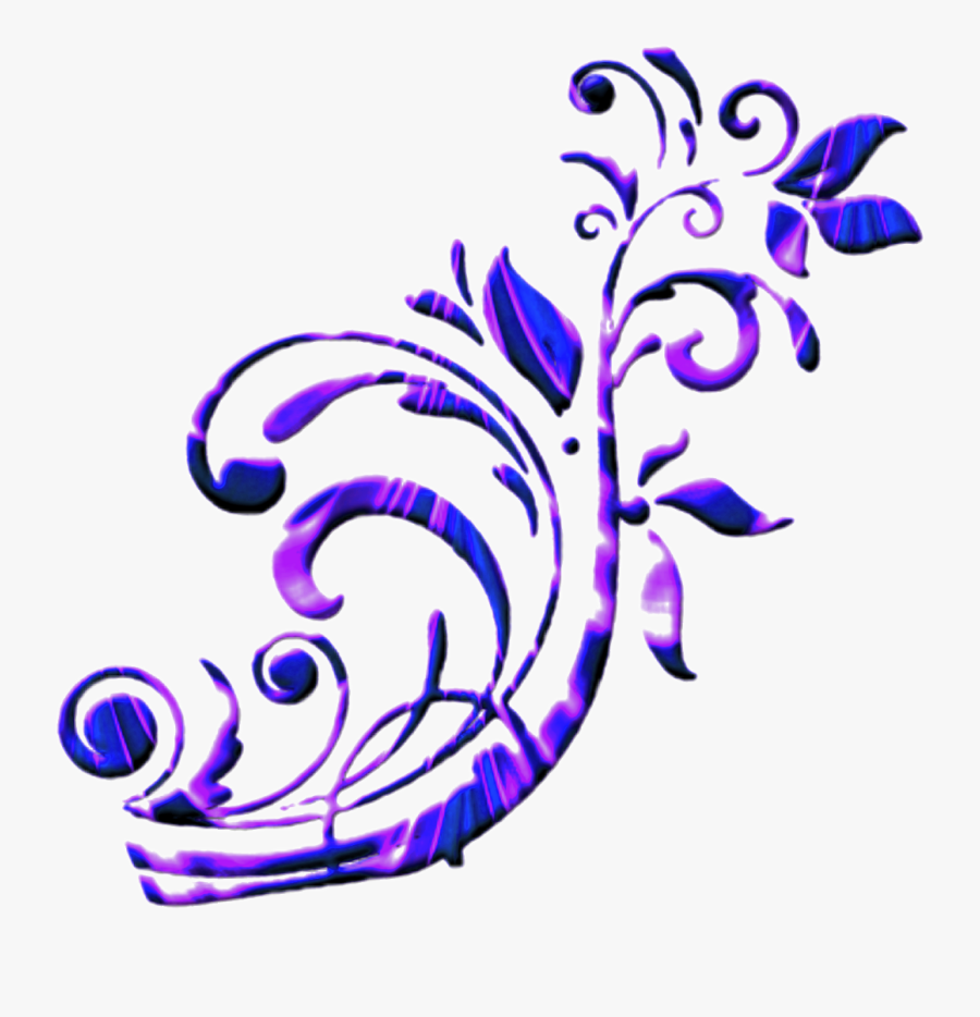 Scroll Purple Blue Swirl Border Frame - Border Purple Blue Design, Transparent Clipart