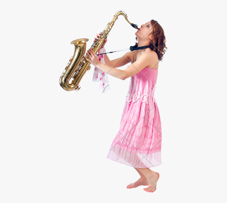 Clip Art Girl Saxophonist - Saxophonist Tenor Woman, Transparent Clipart