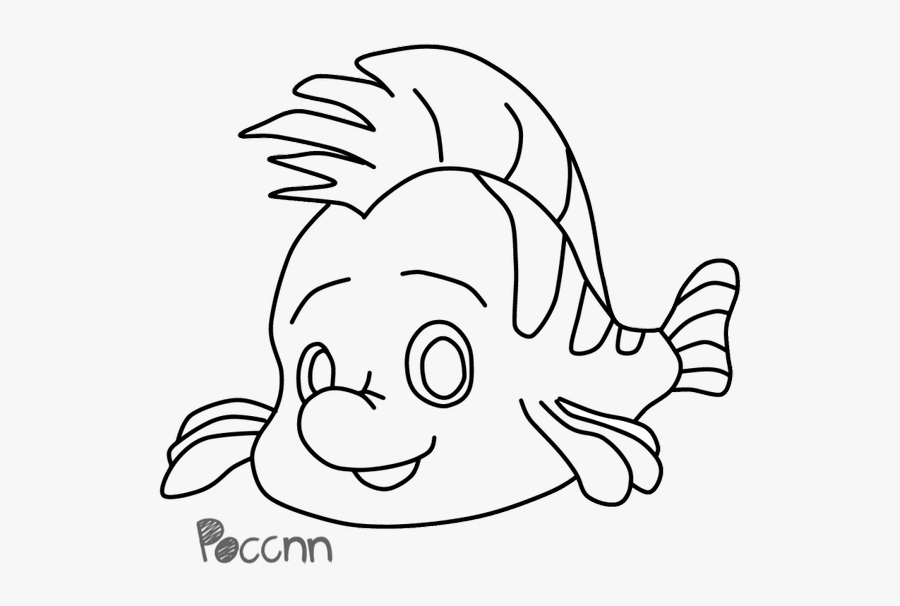 Flounder Lineart - Line Art, Transparent Clipart