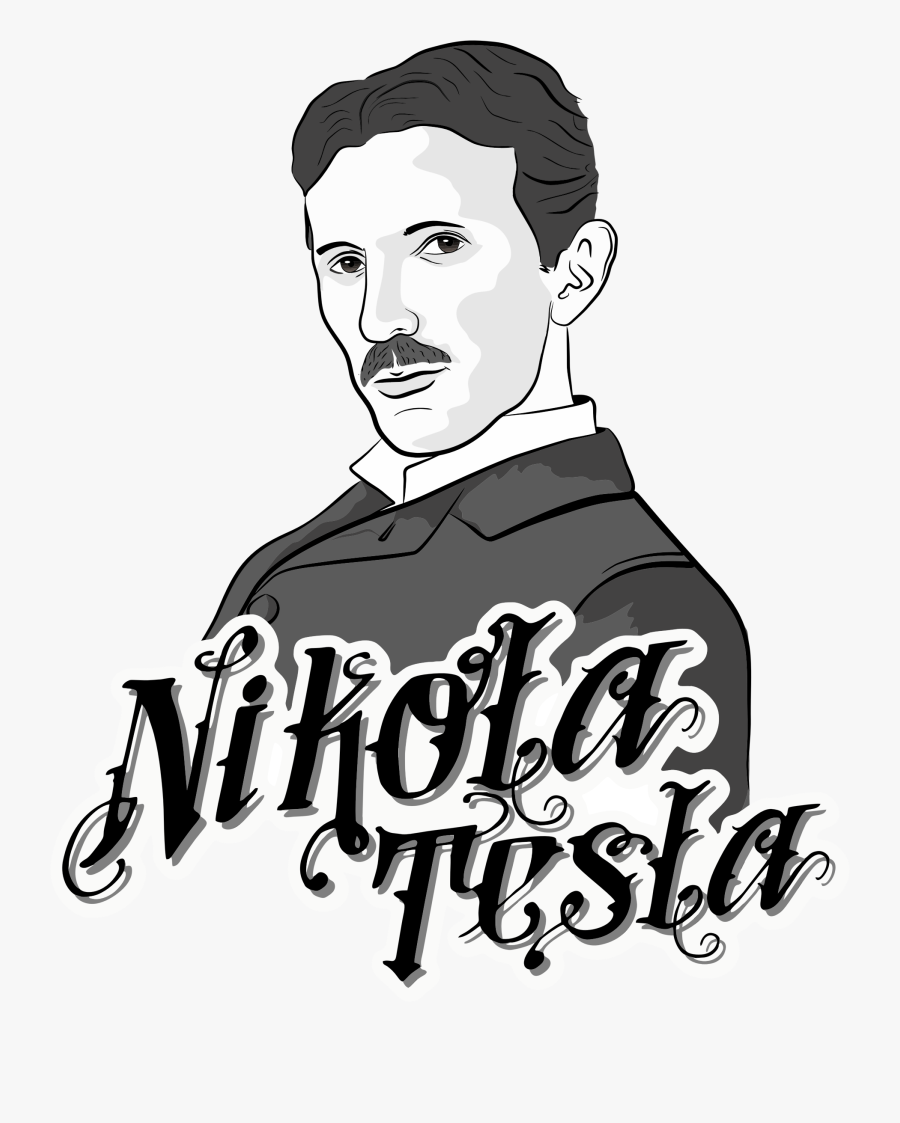 Art,text,facial Hair - Nikola Tesla, Transparent Clipart