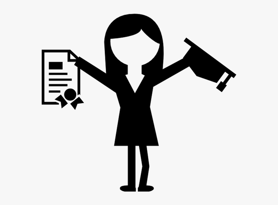 Graduate Woman With Cap And Diploma In Hands Free Vector - Diplomed Icon Png, Transparent Clipart