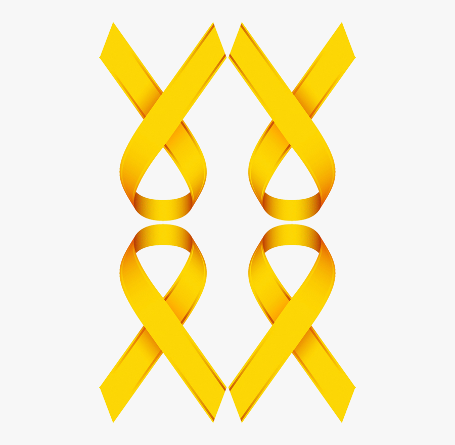 Gold Ribbon For Childhood Cancer Awareness Giftwrap - Yellow Pediatric Cancer Ribbon, Transparent Clipart