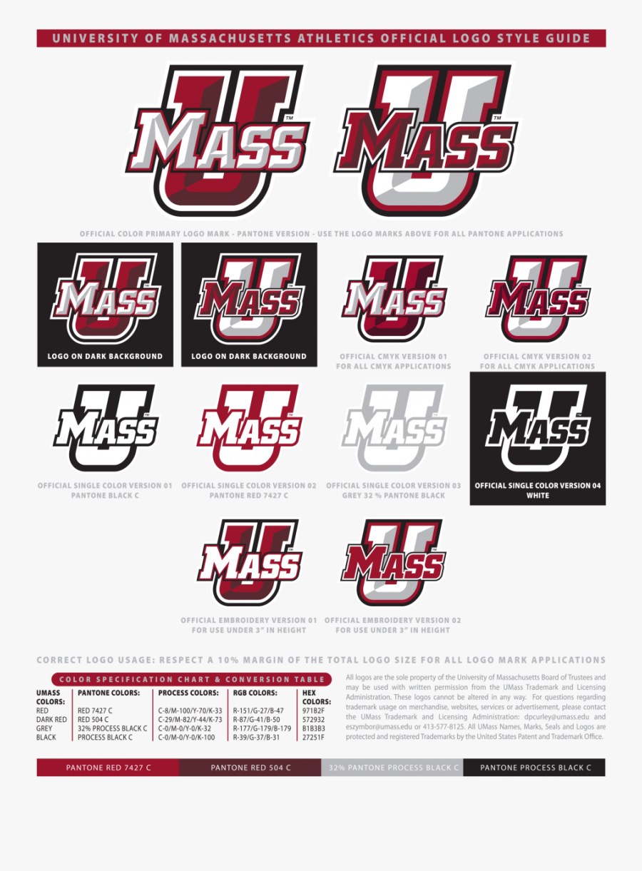 Umass Athletics Logo Style Guide - Black And White Umass Logo, Transparent Clipart