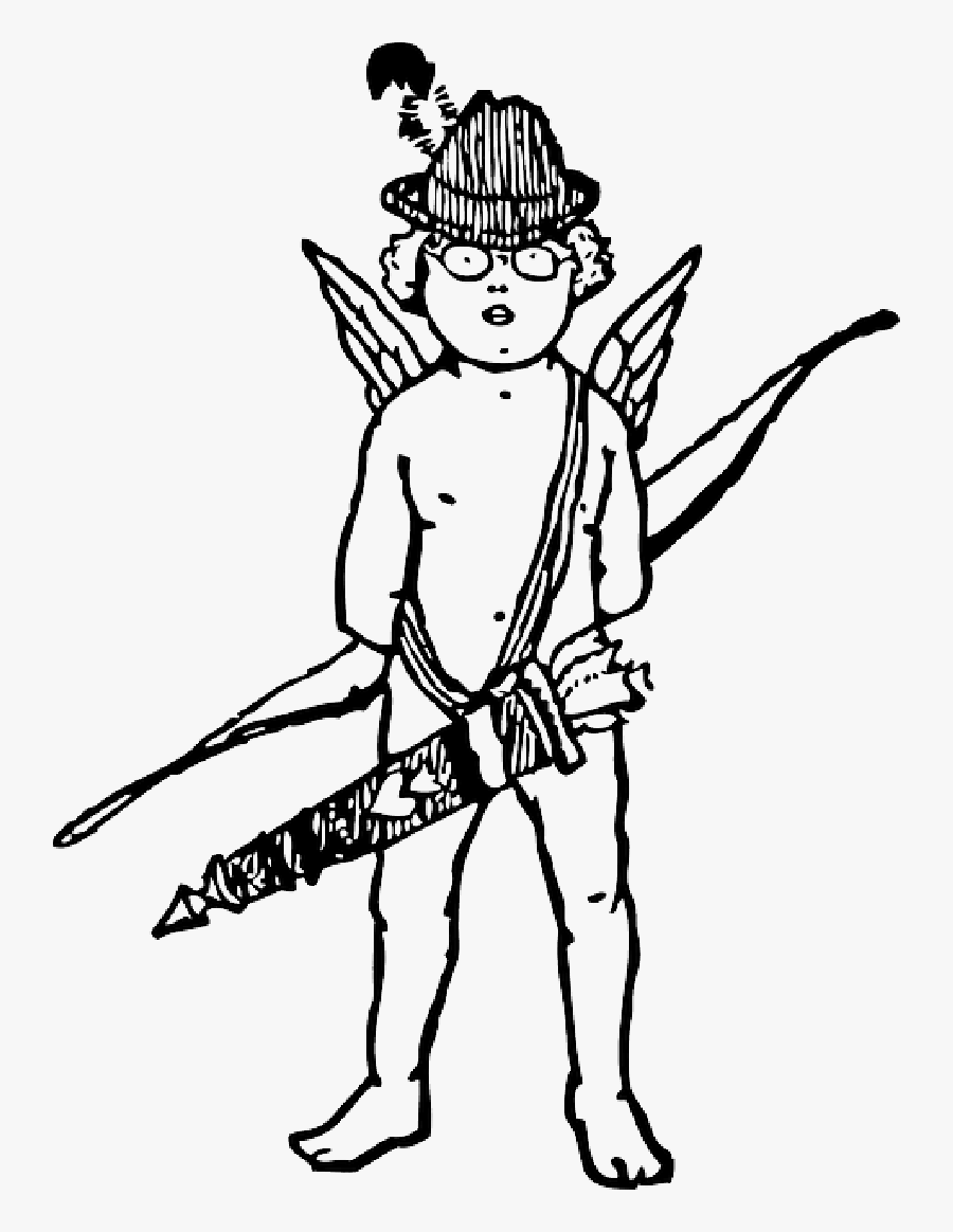 Black, Arrow, Boy, White, Hat, Wings, Bow, Cupid - Cupid, Transparent Clipart