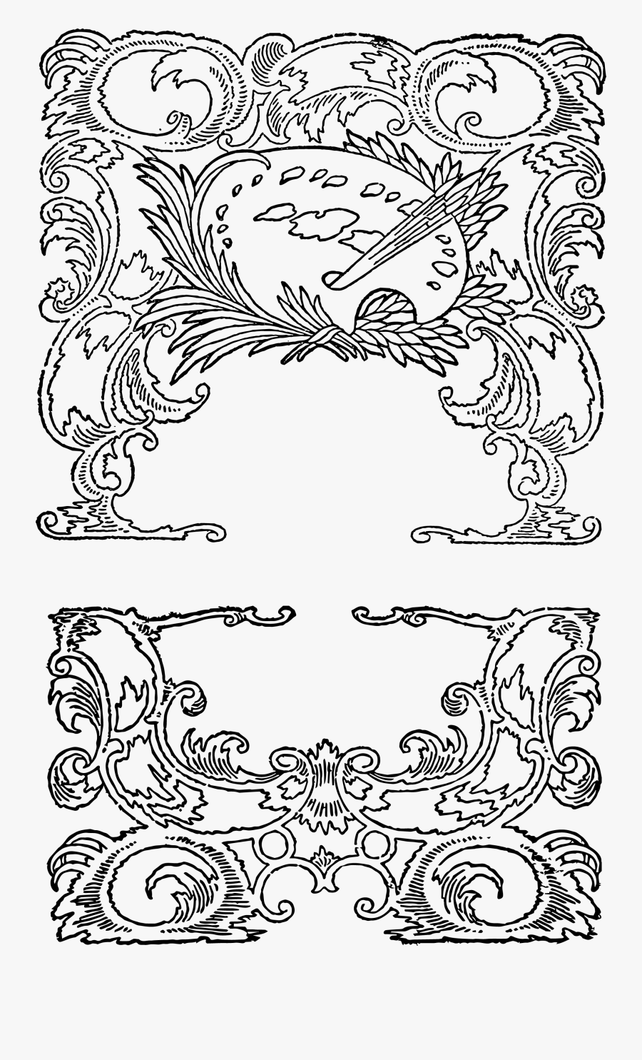 Clip Art Rococo Pattern - Line Art, Transparent Clipart