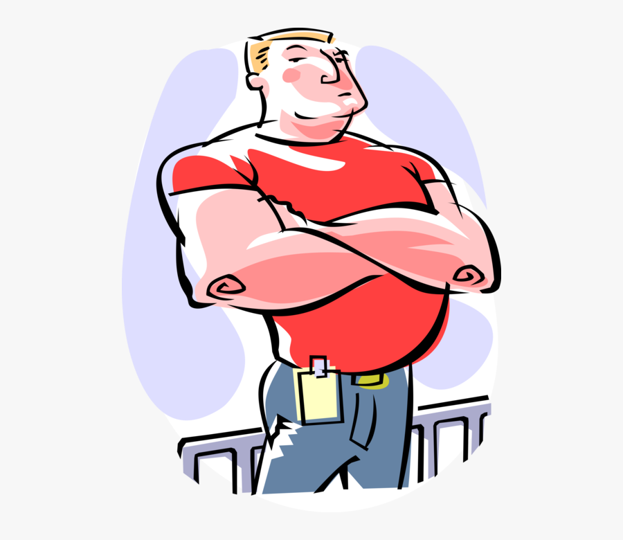 Vector Illustration Of Nightclub Security Guard Doorman - Strong Man, Transparent Clipart
