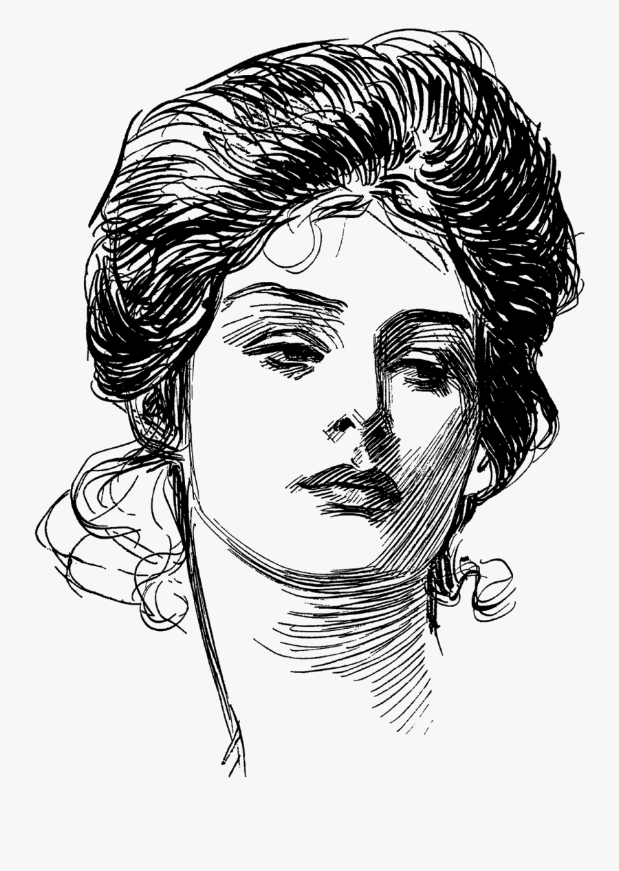 Gibson Girl Portrait Drawing Illustration Artwork Digital - Charles Dana Gibson Girls, Transparent Clipart