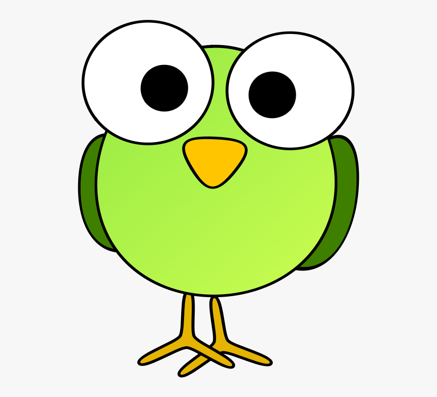 Green Googley-eye Bird - Cartoon Bird Face Clipart, Transparent Clipart