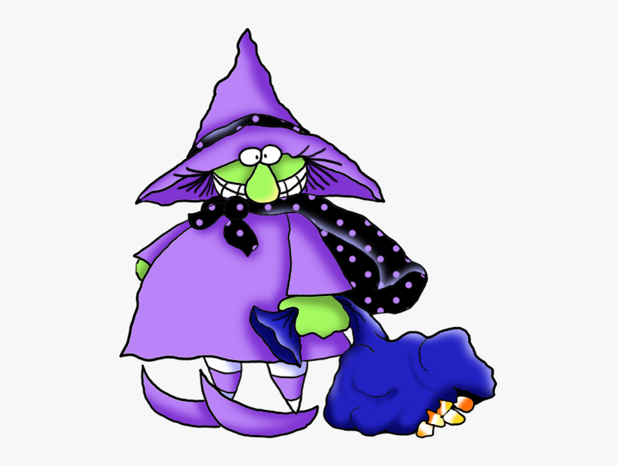 Funny Witch With Candies Halloween Clipart - Cartoon, Transparent Clipart