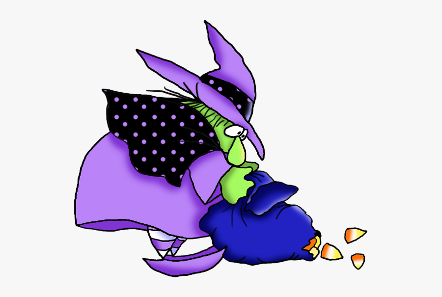 Funny Witch With Candies Halloween Clipart - Cartoon, Transparent Clipart