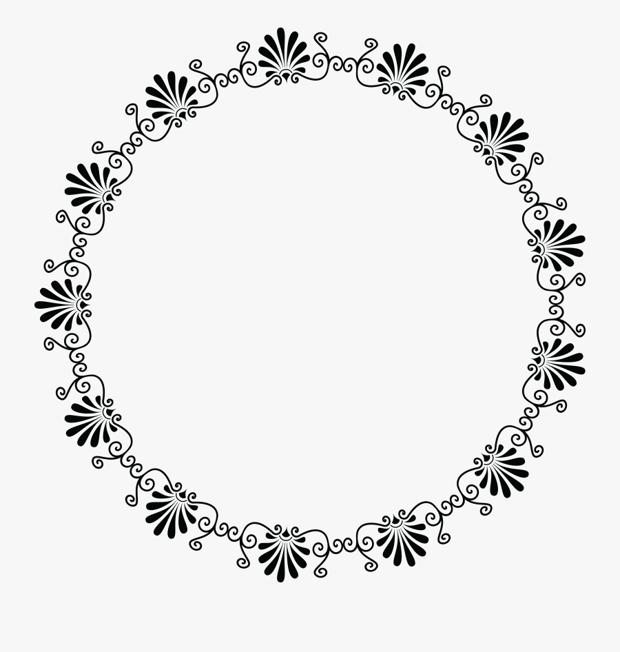 Vignette Decorative Frame Clipart - Round Border Black And White, Transparent Clipart