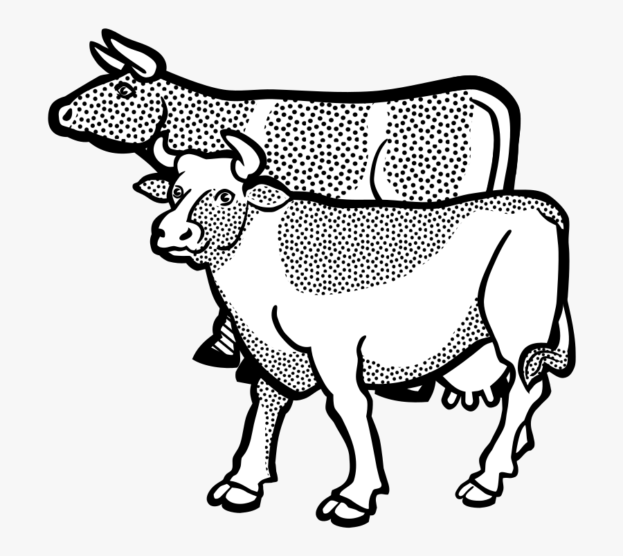 Art,monochrome Photography,carnivoran - Two Cows Clipart, Transparent Clipart