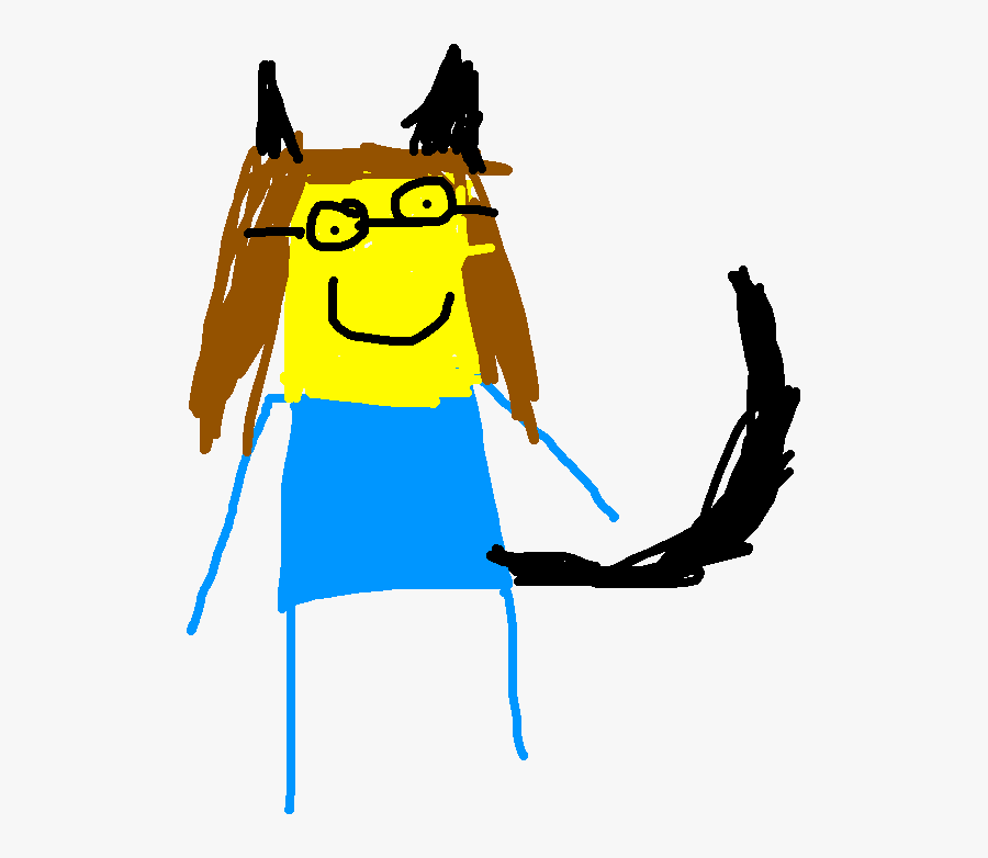 Nerdy Cat Girl Plays Soccer - Illustration, Transparent Clipart