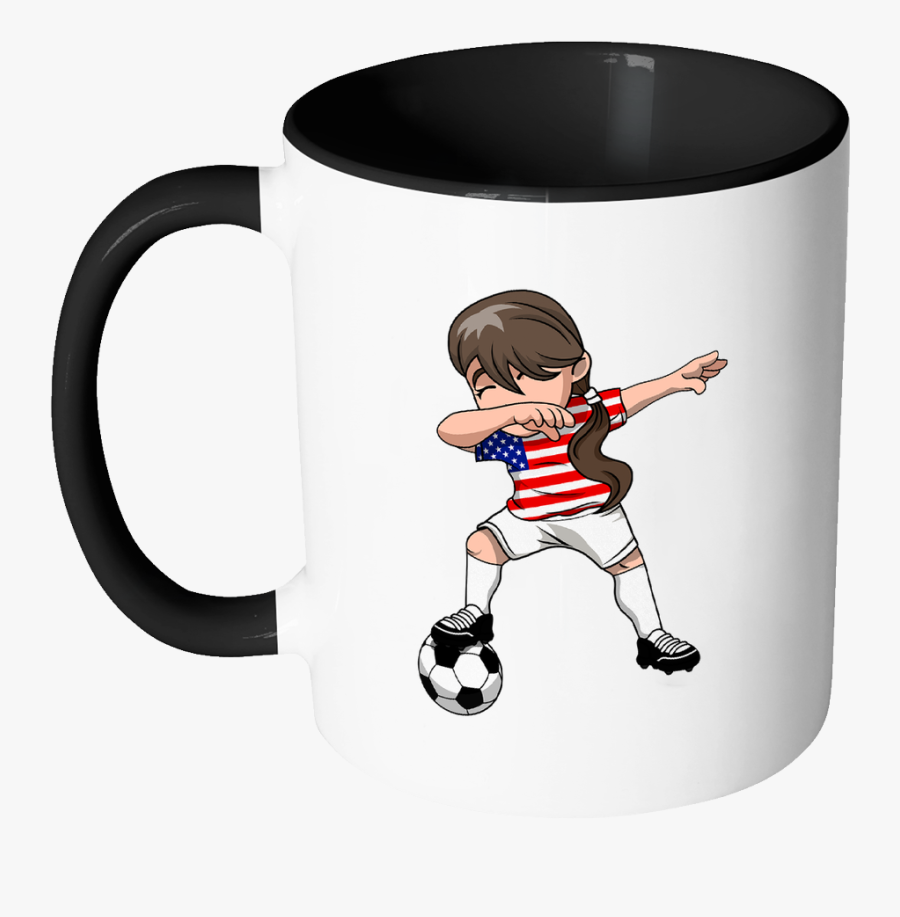 American Dabbing Soccer Girl - Coffee Mug Funny Sayings, Transparent Clipart
