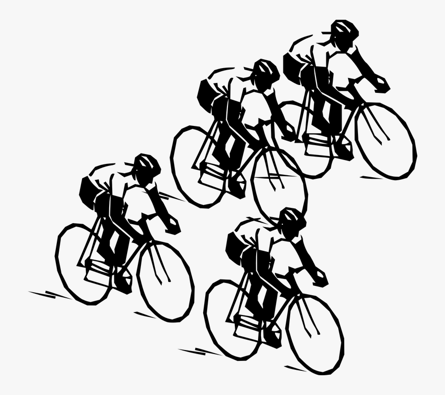 Group Of Cyclists Riding Bikes - Clipart Bike Riding, Transparent Clipart