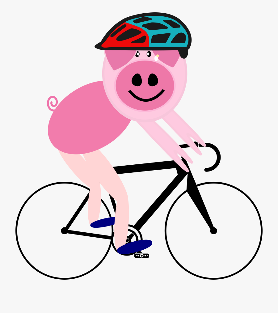 Cycling Pig - Transparent Background Bike Clipart, Transparent Clipart