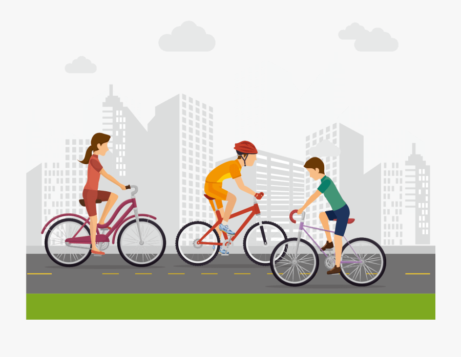 Cycling In City Cartoon, Transparent Clipart