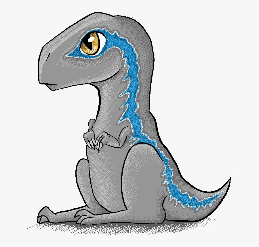 Transparent Velociraptor Clipart - Blue Raptor Drawing Easy, Transparent Clipart
