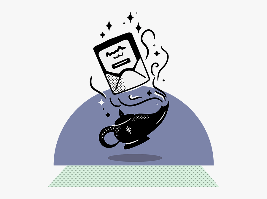 An Email Coming Out Of A Magic Genie Lamp, Transparent Clipart