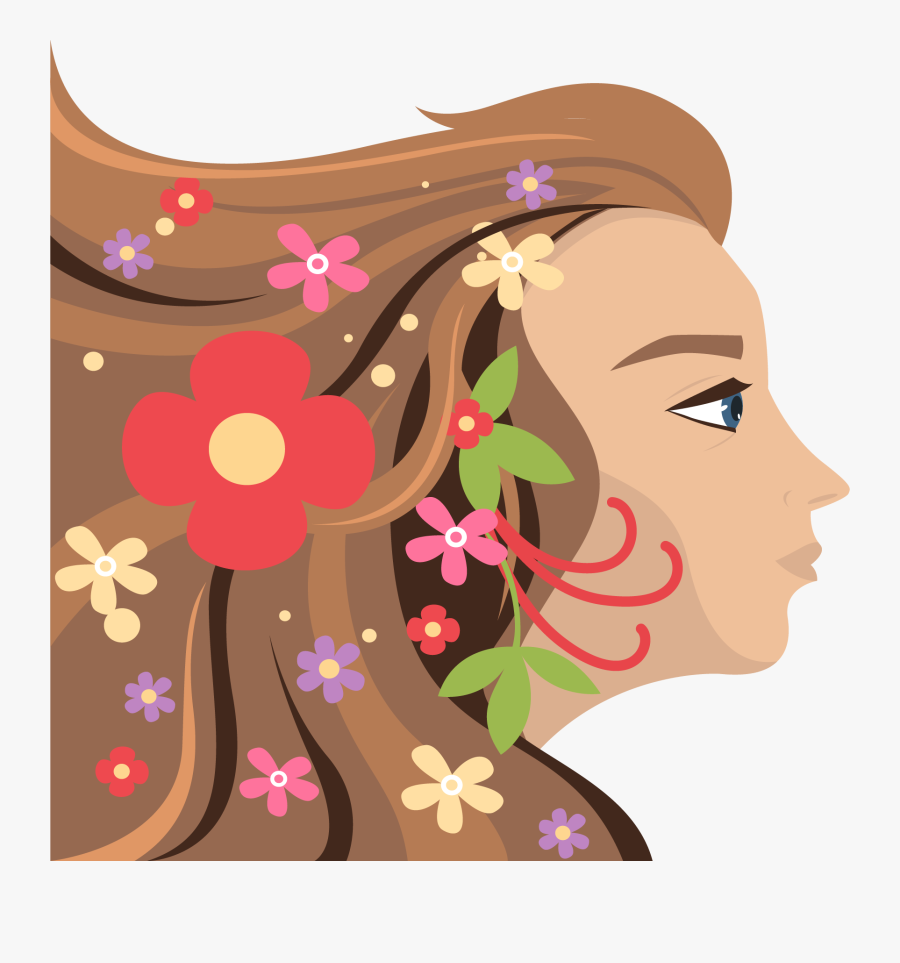 Woman Poster Curls Long International Womens Fluttering - Illustration, Transparent Clipart