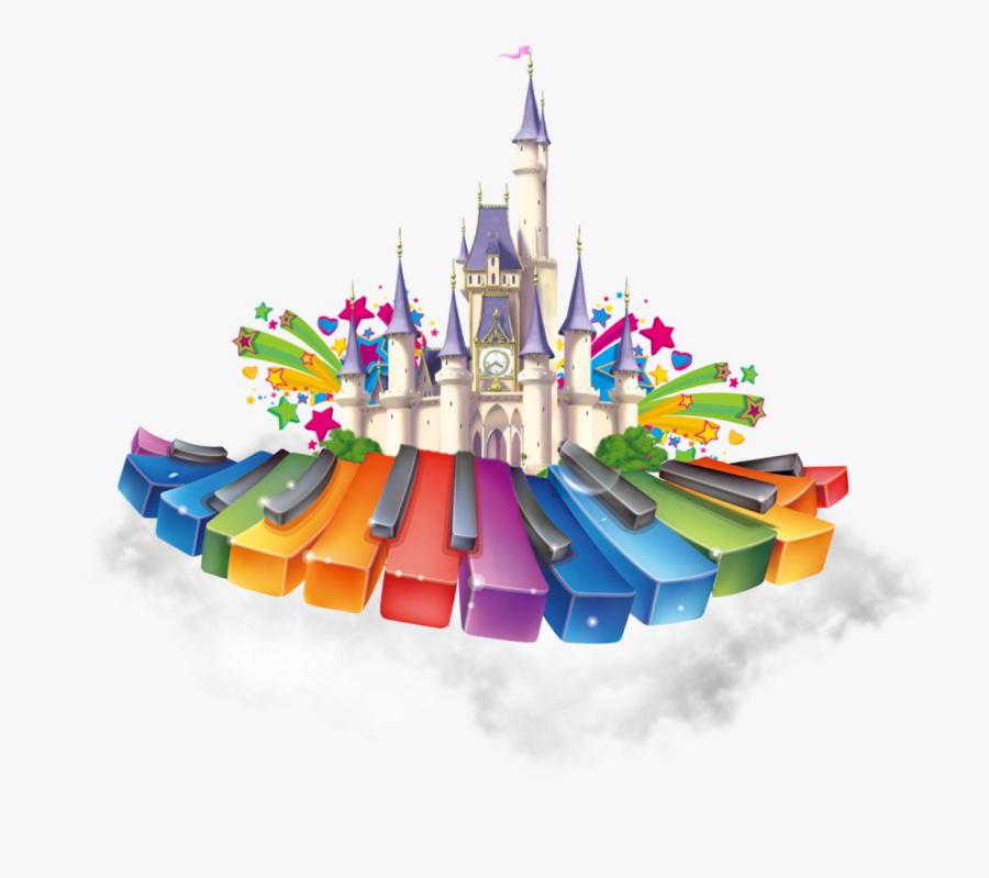 #castle #rainbow #piano #colorful #fantasy #storybook - Estação Criança, Transparent Clipart