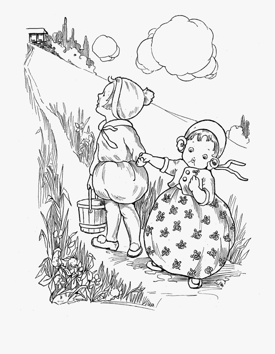 Jack And Jill Illustration - Line Art, Transparent Clipart