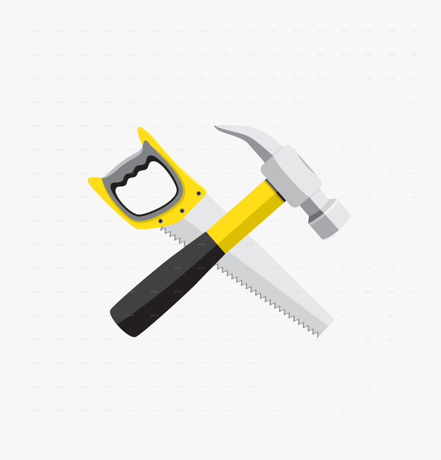 Clip Art Saw And Hammer - Saw And Hammer Cross Vector, Transparent Clipart
