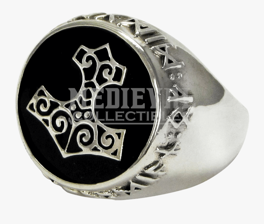 Sterling Silver Thors Hammer Signet Ring - Thor's Hammer Ring Silver, Transparent Clipart