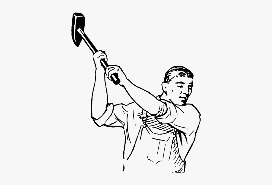 Man Welding Hammer Png Clipart - Man With Sledge Hammer Drawing, Transparent Clipart