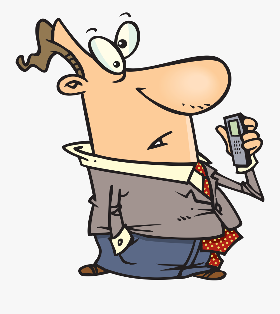 A Old Friend Of Mine Had A Lot Of Shoes She Bought - Cartoon Man On Phone, Transparent Clipart