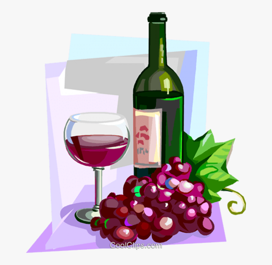 Transparent Bottle Of Wine Clipart - Wine Bottle And Grapes Clip Art, Transparent Clipart