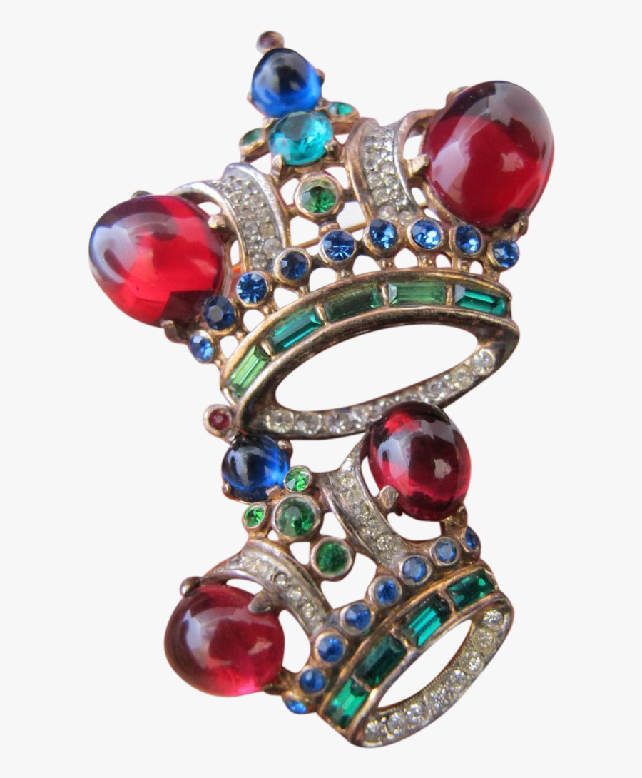 Vintage Trifari Sterling Silver Rhinestone Crown Pin - Ruby, Transparent Clipart