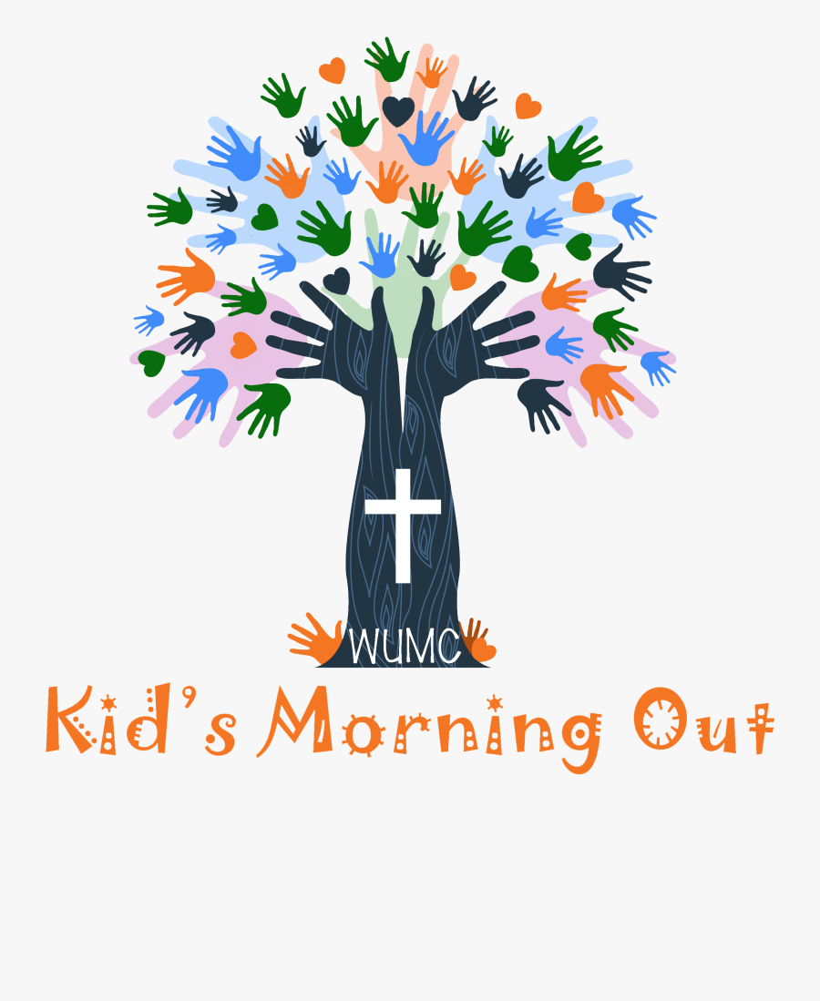 Hand Prints Tree - Tree Made With Handprints, Transparent Clipart