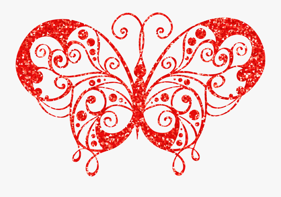 Clipart Ruby High Detail Flourish Butterfly Silhouette - Motif Hias Kupu Kupu, Transparent Clipart