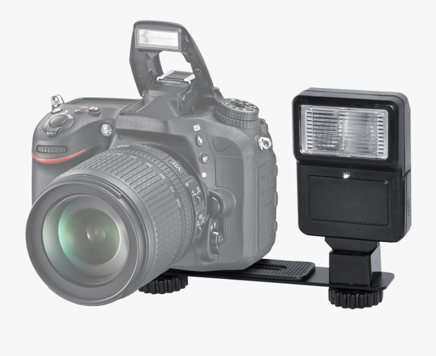 Digital Camera Flash With Bracket Click To Enlarge - Dslr Internal Flash Vs External, Transparent Clipart