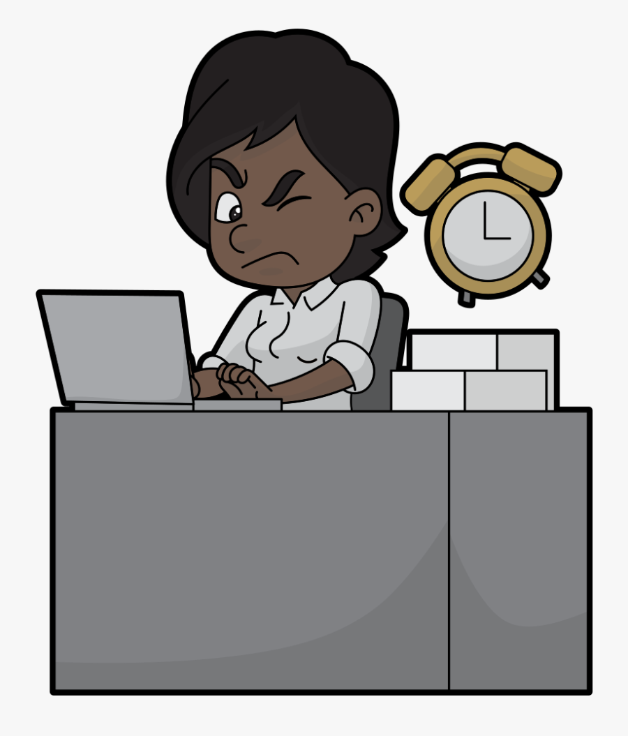 Black Cartoon Woman Annoyed By An Alarm Clock - Cartoon, Transparent Clipart