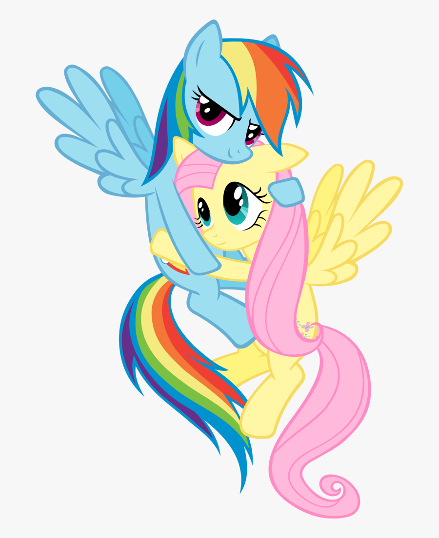 Fanmade Rainbow Dash Hugging Fluttershy - Mlp Rainbow Dash And Fluttershy Png, Transparent Clipart