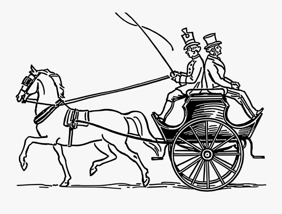 Dogcart Horse Horse Drawn Transport - Horse Cart Clipart Black And White, Transparent Clipart