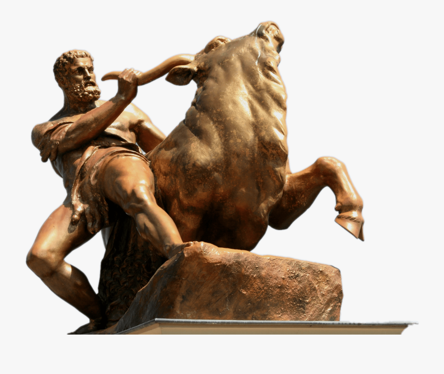 Heracles Fighting A Bull - Schwerin, Transparent Clipart