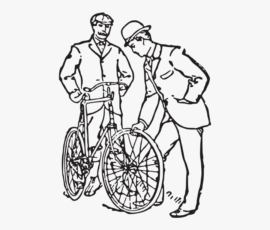 Bicycle,bicycle Wheel,shoe - Man Repairing The Cycle Drawing, Transparent Clipart