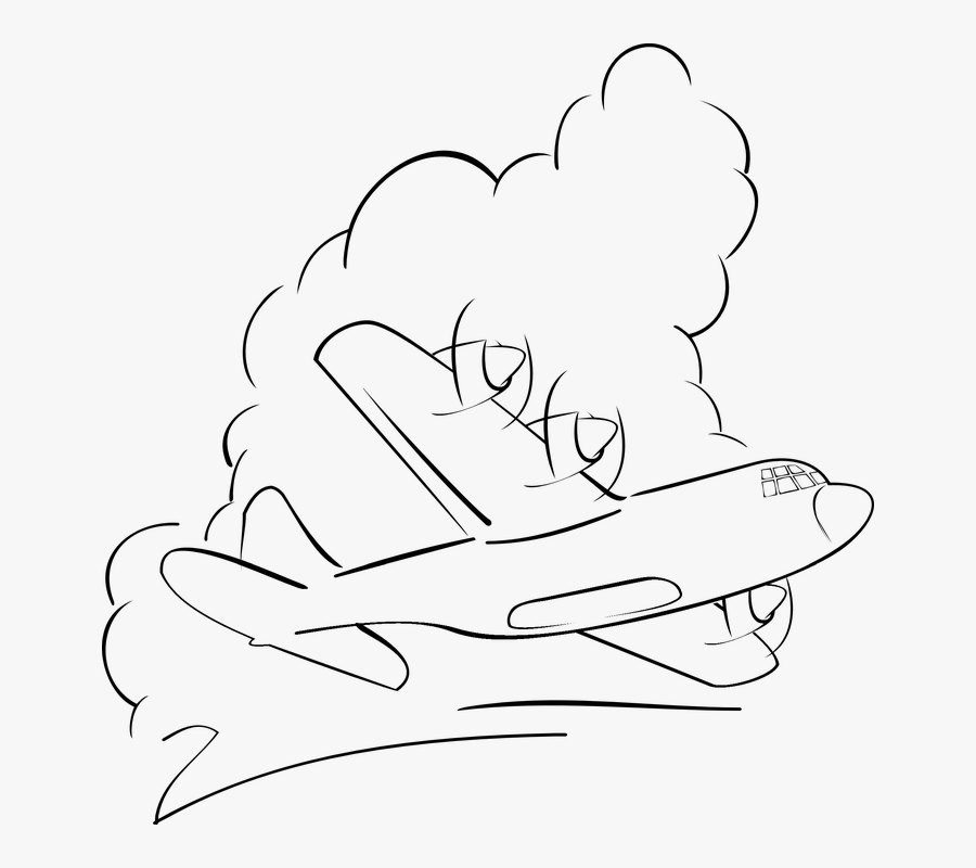 Airplane, Aircraft, Planes, Jet, Aeroplane, Fly, Flying - Airplane Flying Over Drawing, Transparent Clipart