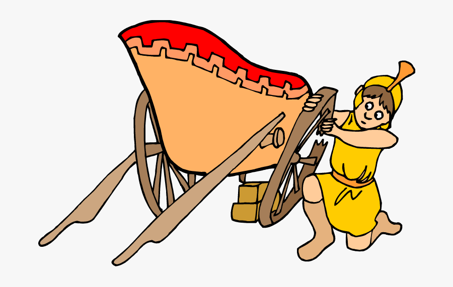 Man With Broken Chariot Wheel Image From Www - Wheels Falling Off Chariot, Transparent Clipart