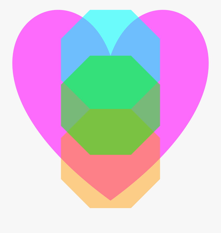 Transparent Magenta Loveheart Octagon Cyan Green Orange - Circle, Transparent Clipart