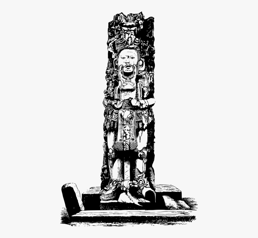 Art,monochrome Photography,stone Carving - Totem Pole, Transparent Clipart