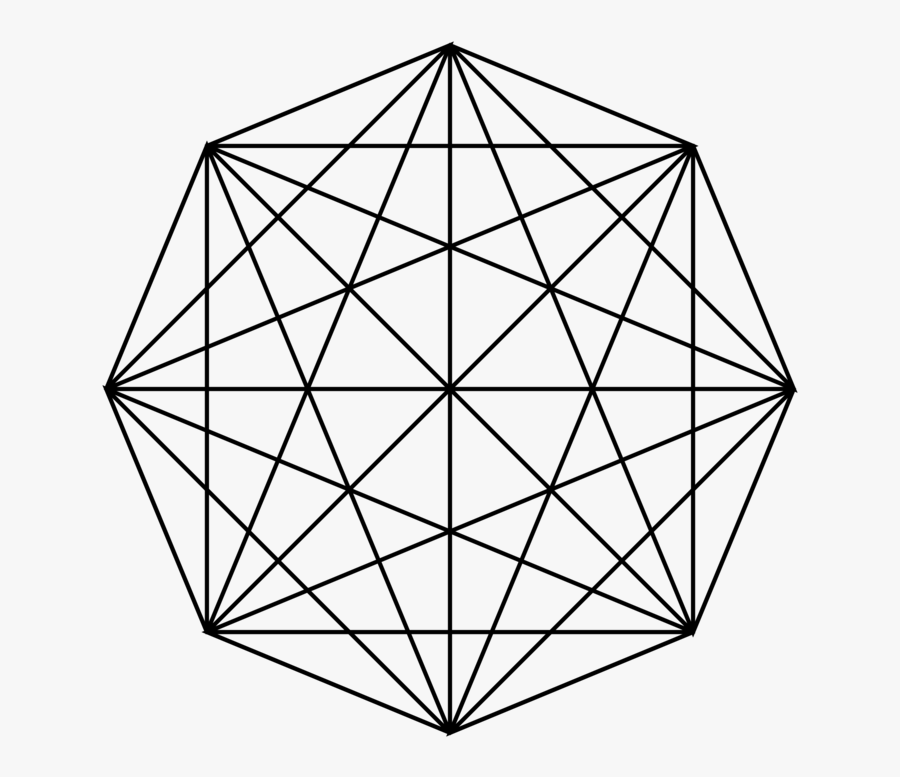 Line Art,triangle,symmetry - Octagon With All Vertices Connected, Transparent Clipart