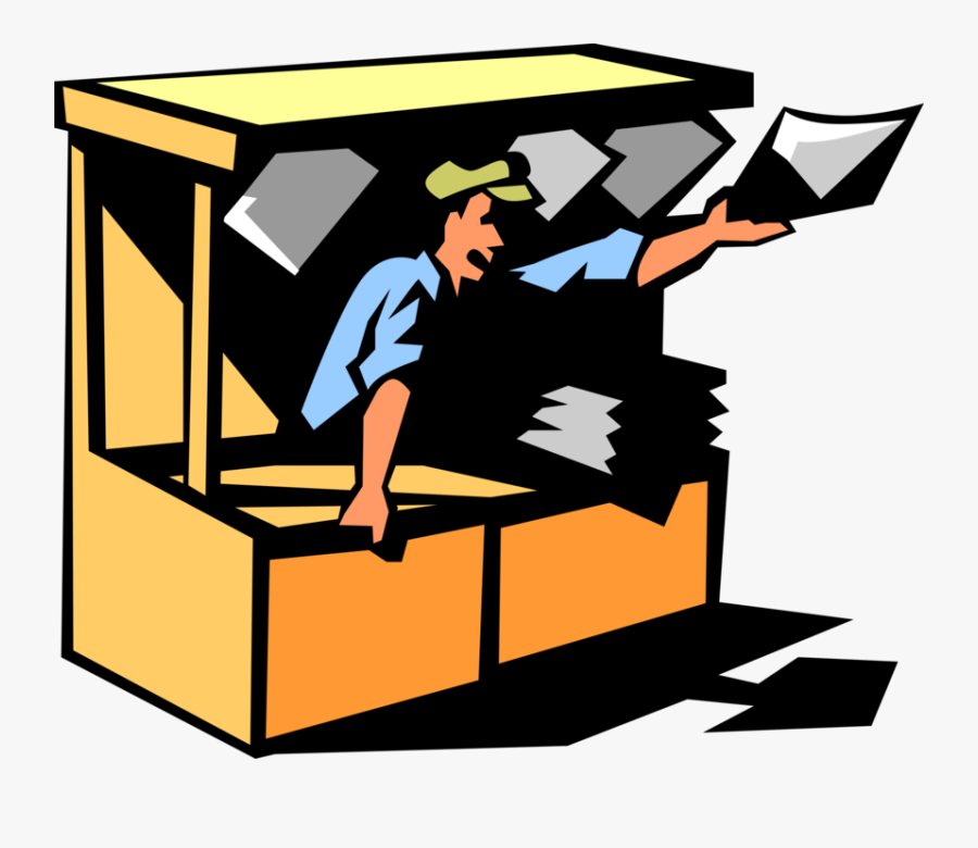 Vector Illustration Of Corner Newsstand Or Stall Vendor - Newspaper Stand Clip Art, Transparent Clipart