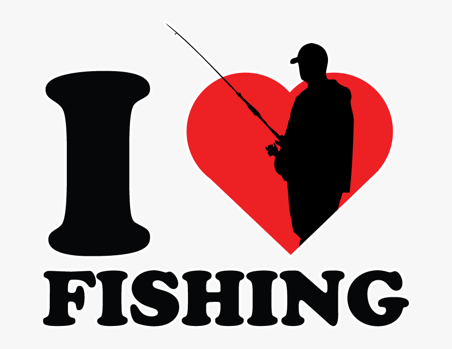 I Heart Love Fishing - Illustration, Transparent Clipart