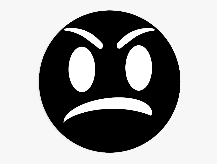 Angry Face Draft 1 Clip Art - Angry Emoticon Png Black And White, Transparent Clipart